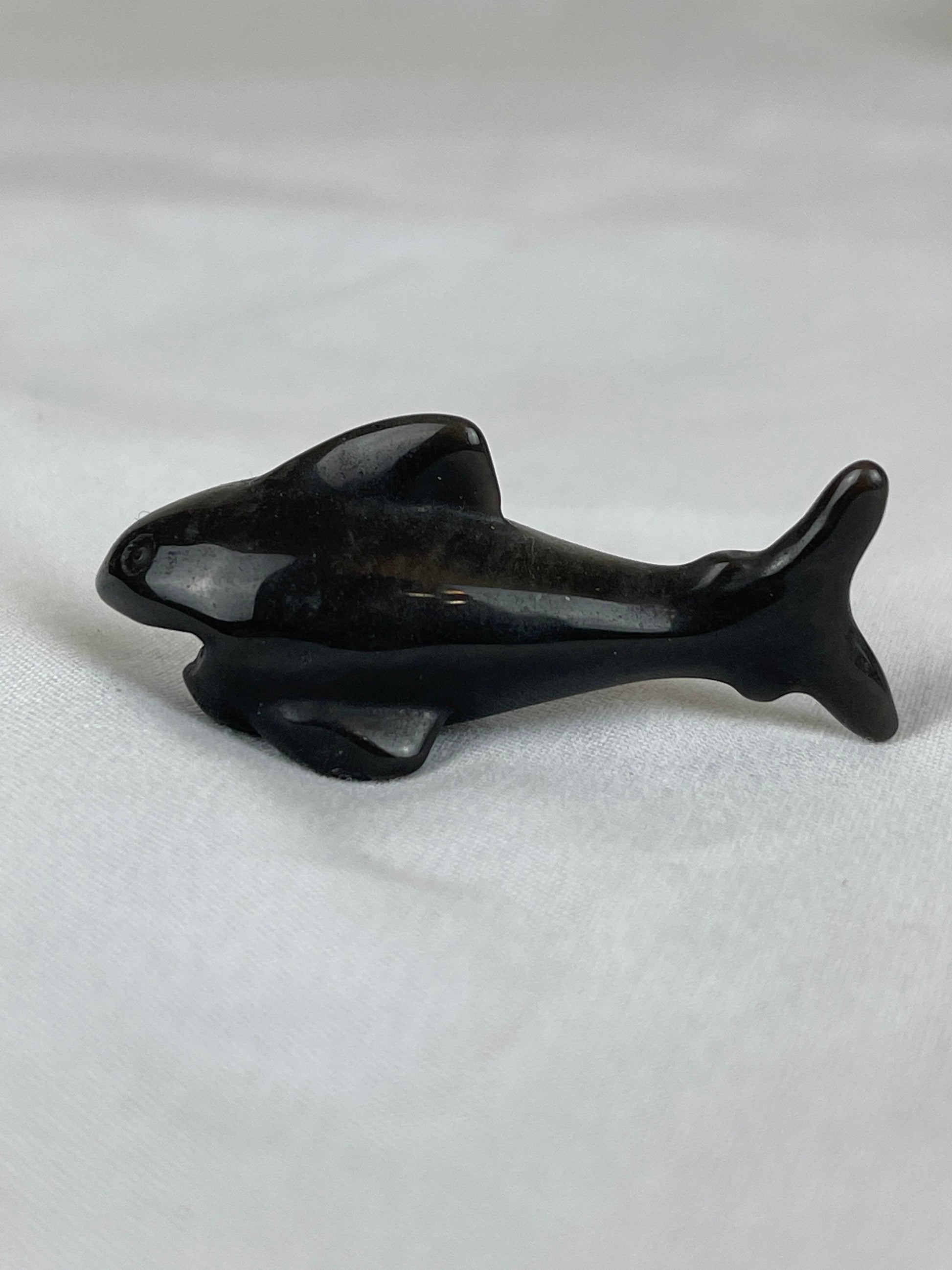 Adorable Silver Sheen Obsidian Shark (A) protection, grounding, create, ease