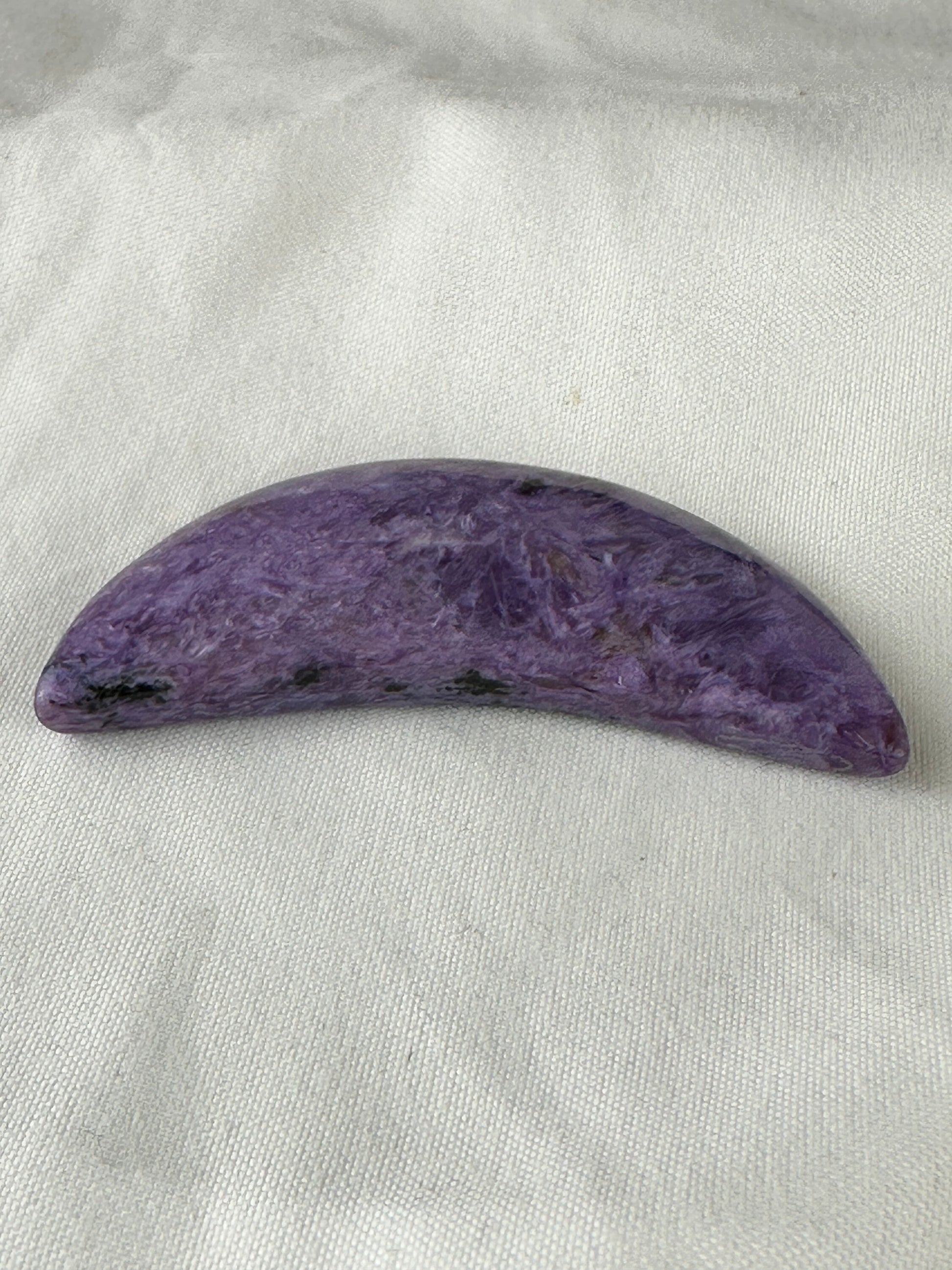 Stunning Charoite Moon Carving (A) purple, protection, energy