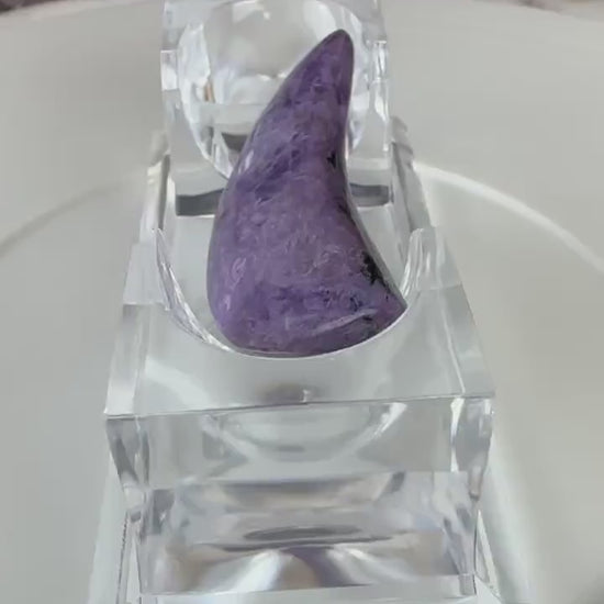 Stunning Charoite Moon Carving (A) purple, protection, energy