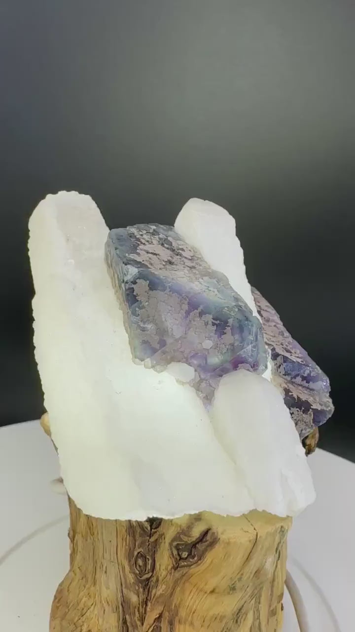 RARE Huanggang Fluorite on Candle Quartz (A) Huanggang Fluorite, Fluorite on Quartz, Candle Quartz, Healing Crystals, Crystal Gift for Her