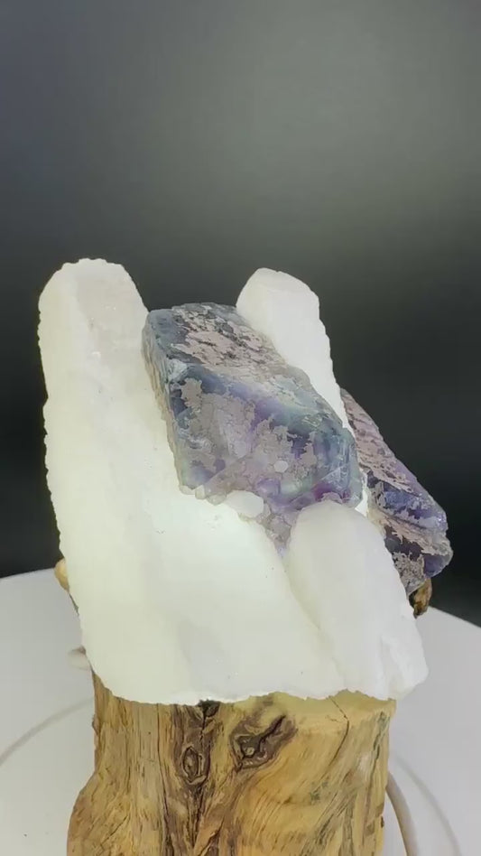 RARE Huanggang Fluorite on Candle Quartz (A) Huanggang Fluorite, Fluorite on Quartz, Candle Quartz, Healing Crystals, Crystal Gift for Her