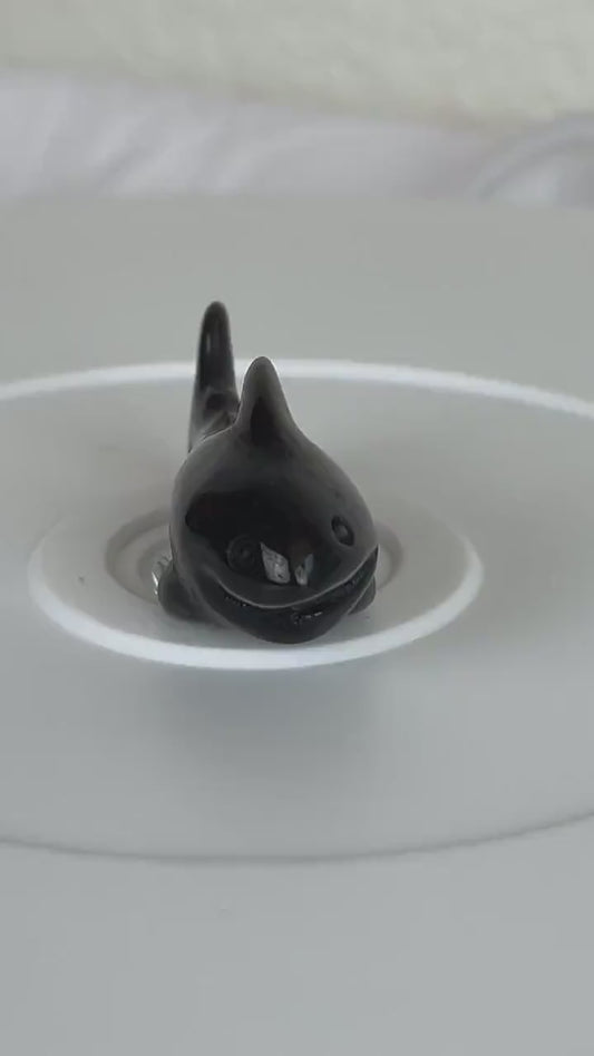 Adorable Silver Sheen Obsidian Shark (A) protection, grounding, create, ease