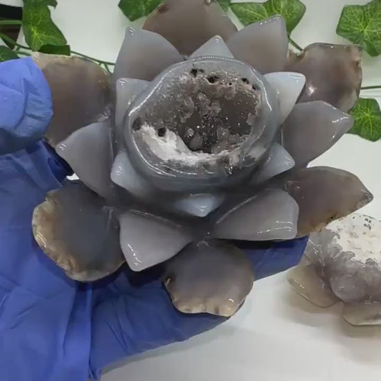 Druzy Agate Lotus, Agate Carving, Lotus Flower, Crystal Lotus, Crystal Lotus Flower, Lotus Carving, Crystal Gift, Crystal Decor, Meditation