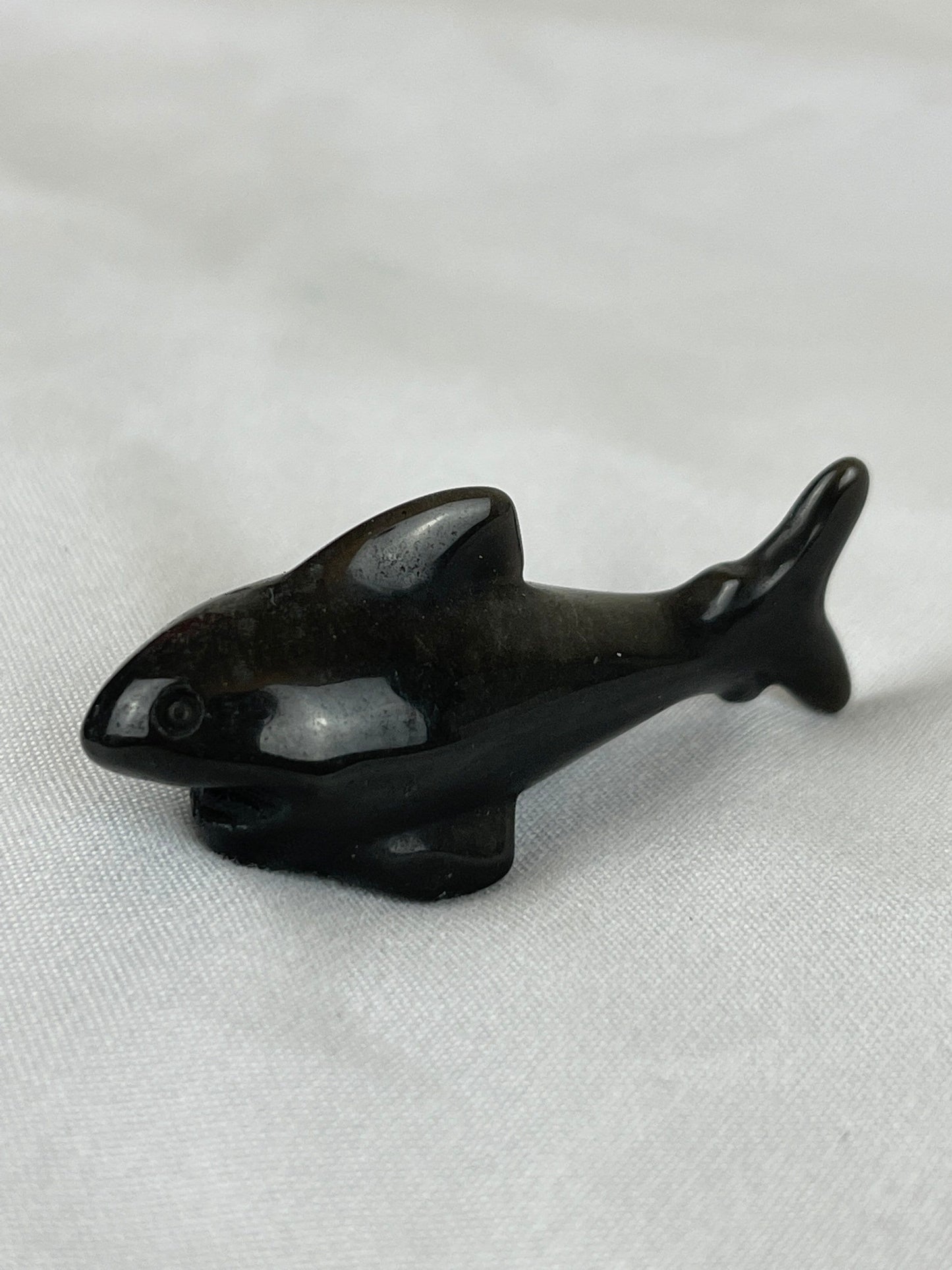 Adorable Silver Sheen Obsidian Shark (A) protection, grounding, create, ease