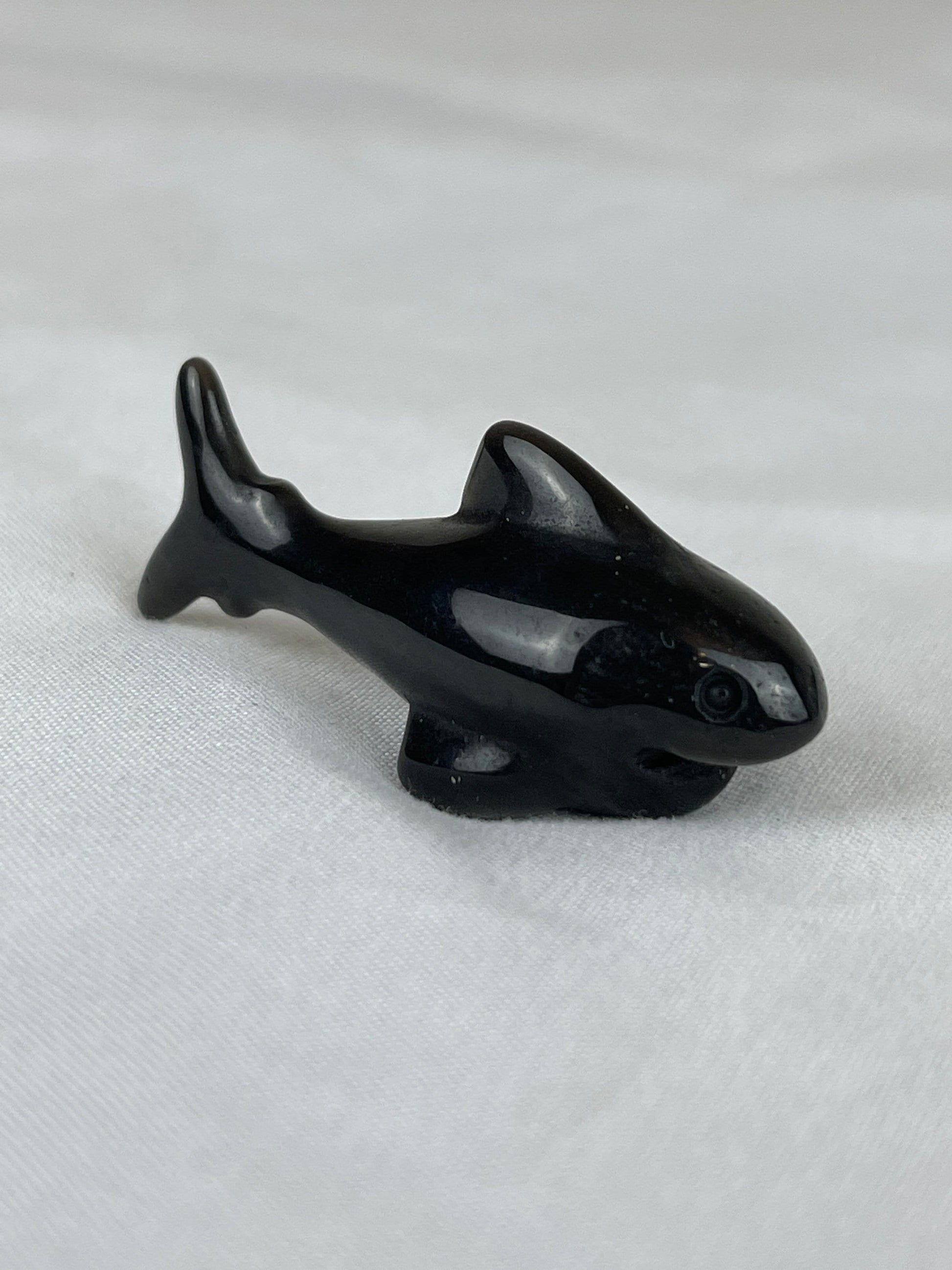 Adorable Silver Sheen Obsidian Shark (A) protection, grounding, create, ease