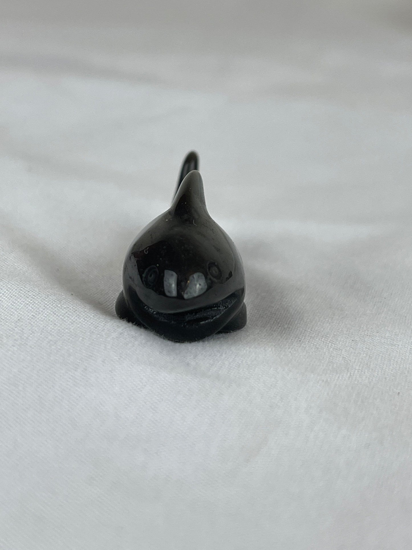 Adorable Silver Sheen Obsidian Shark (A) protection, grounding, create, ease