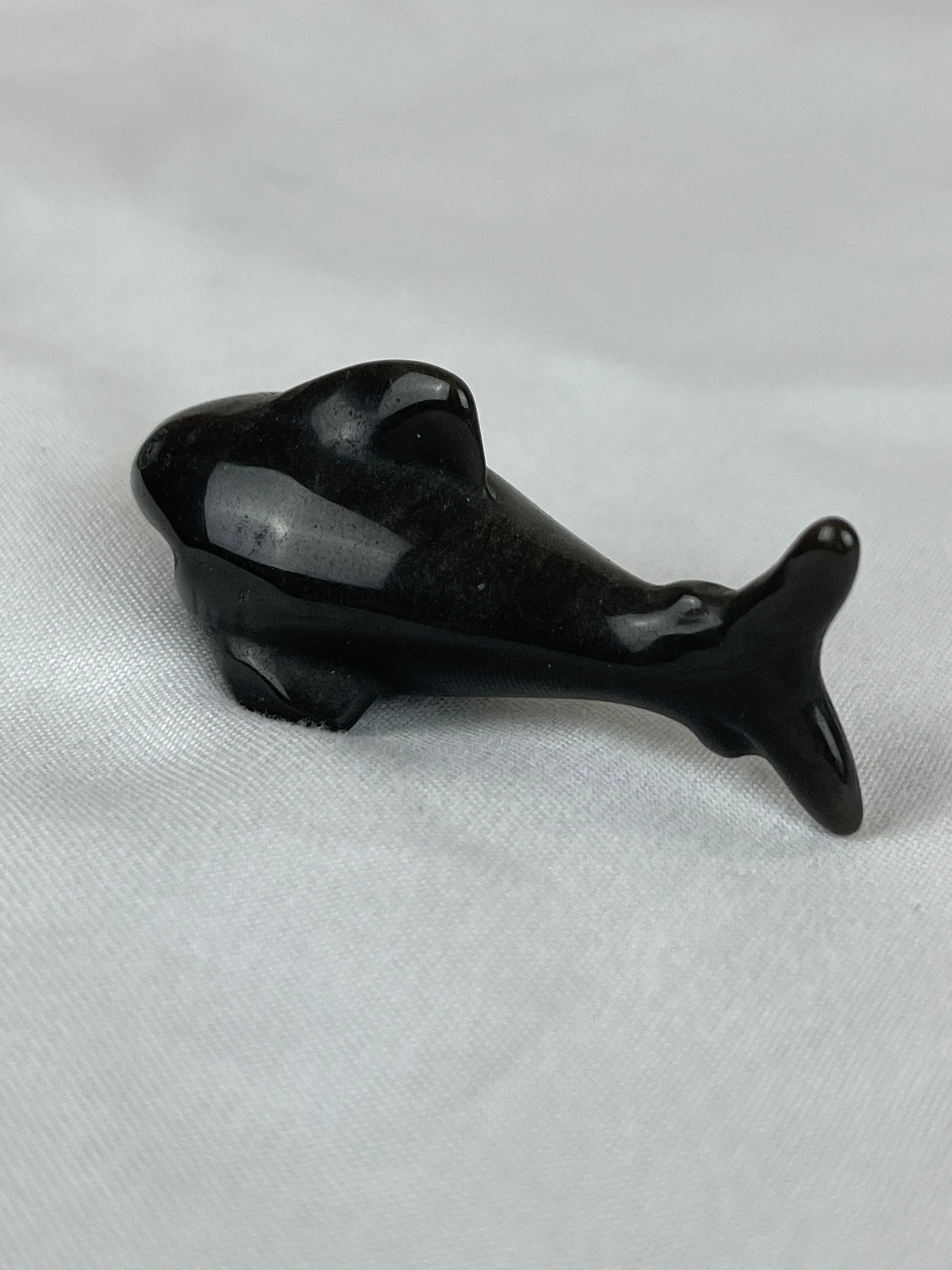Adorable Silver Sheen Obsidian Shark (A) protection, grounding, create, ease