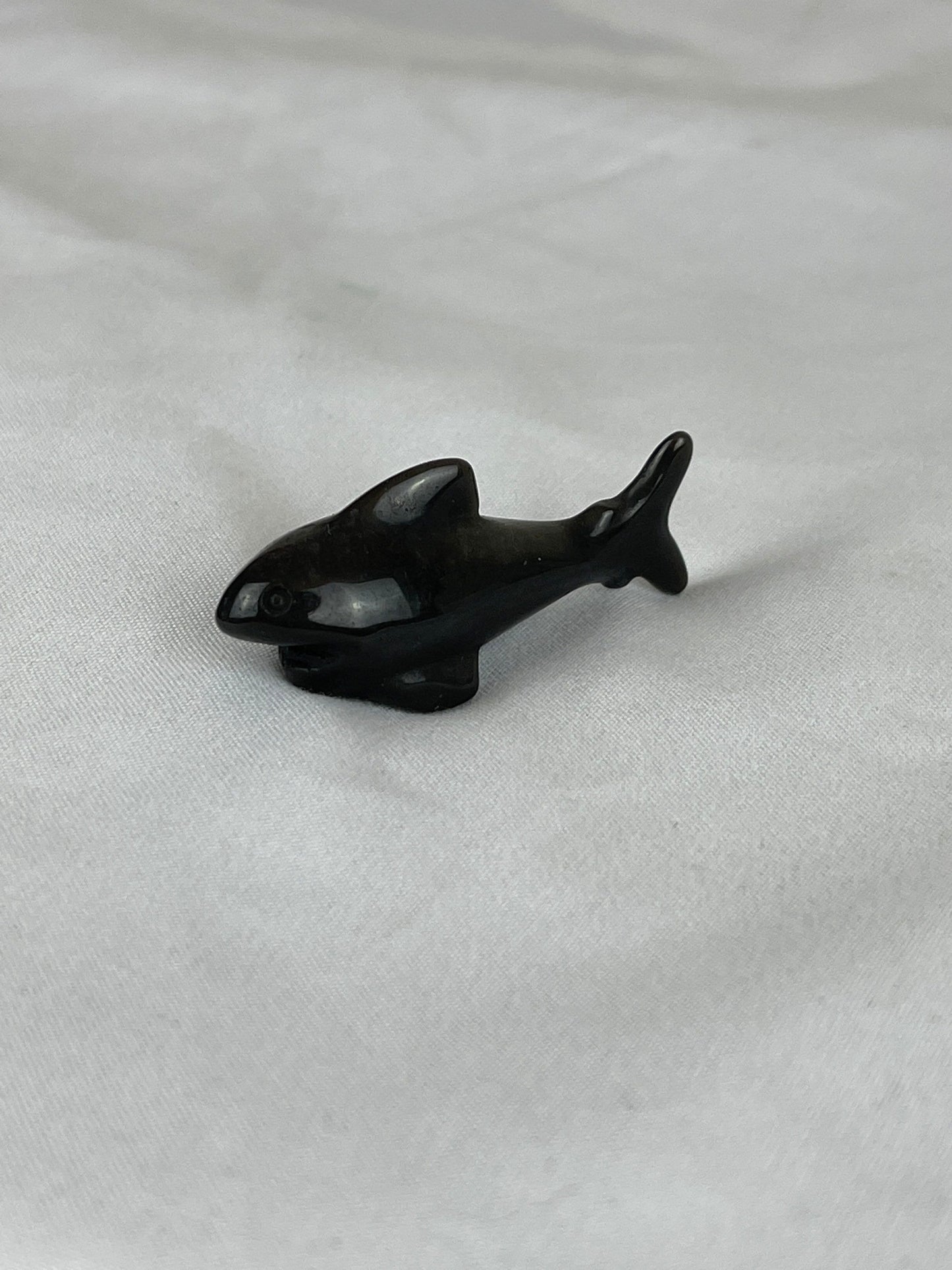 Adorable Silver Sheen Obsidian Shark (A) protection, grounding, create, ease