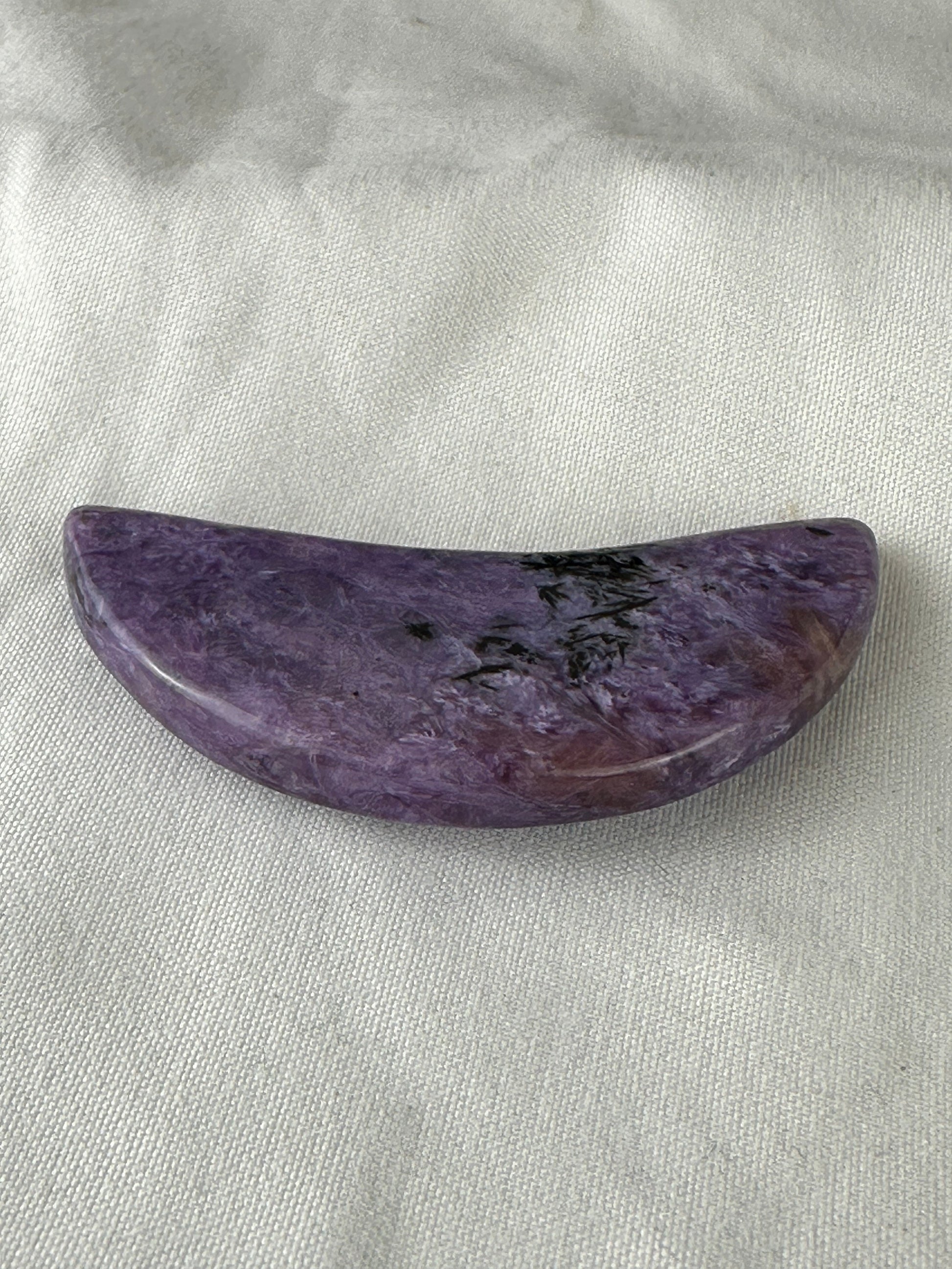 Stunning Charoite Moon Carving (A) purple, protection, energy