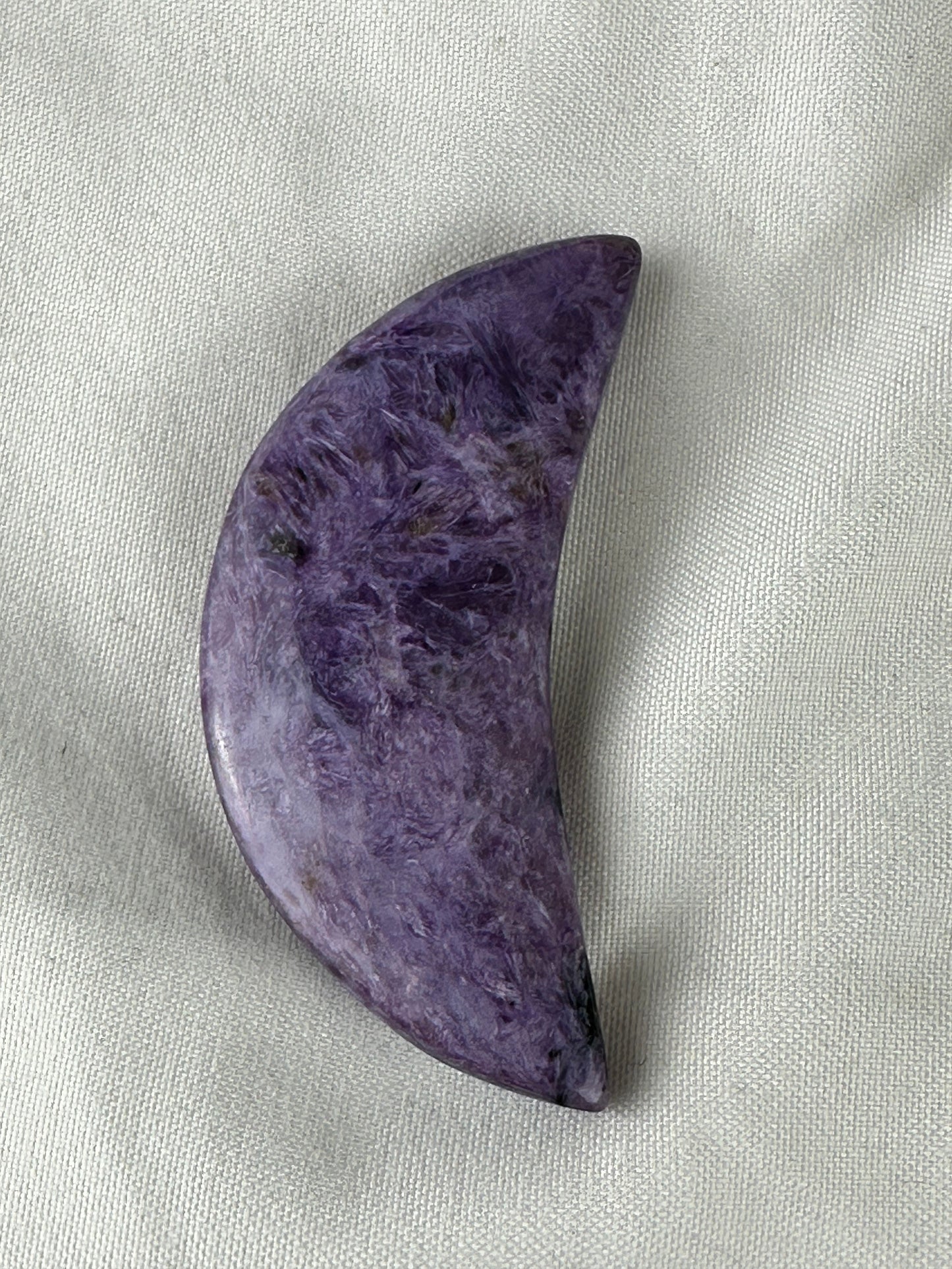 Stunning Charoite Moon Carving (A) purple, protection, energy