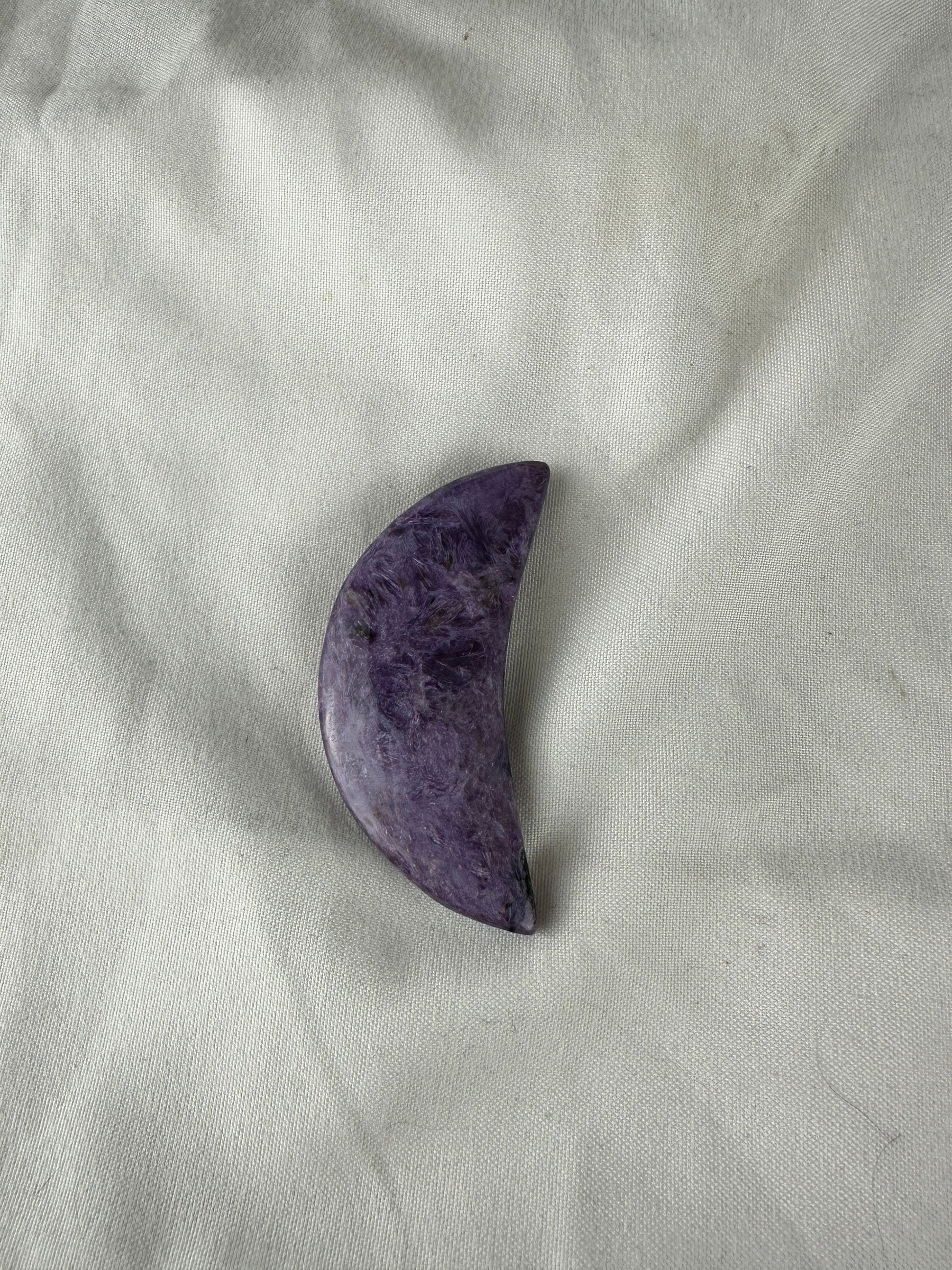 Stunning Charoite Moon Carving (A) purple, protection, energy