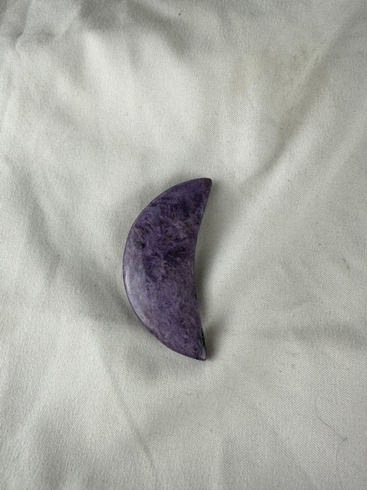 Stunning Charoite Moon Carving (A) purple, protection, energy