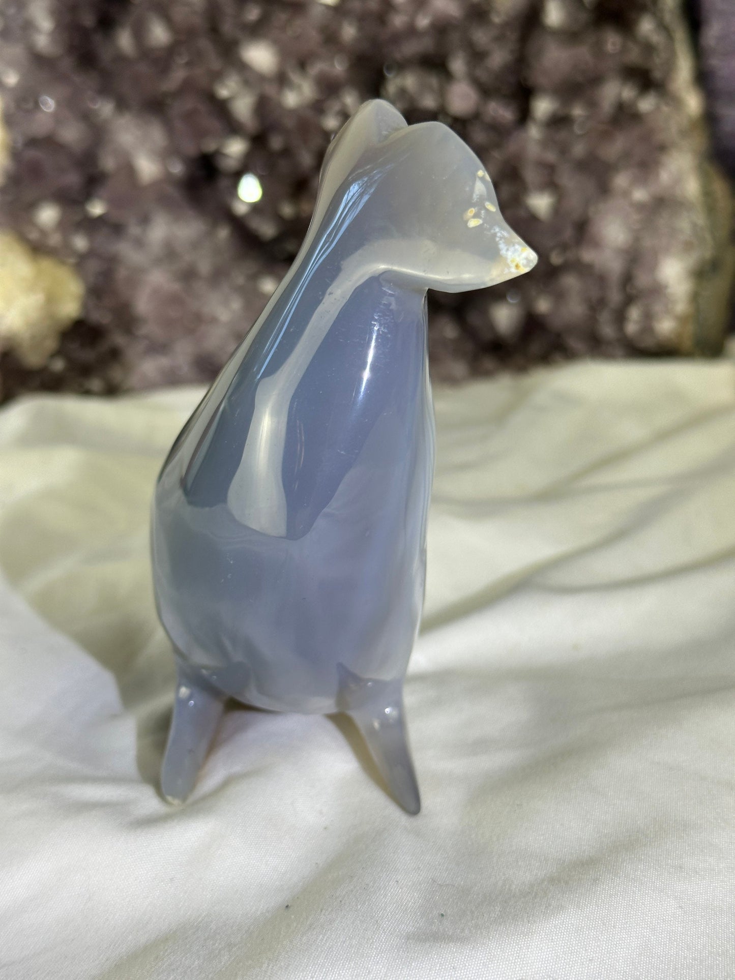 Stunning DRUZY Banded Blue Agate Dolphin Carving (A) Druze, hand-carved ,Agate, enhance, calm, security, peace - Katie's Mystic Crystals