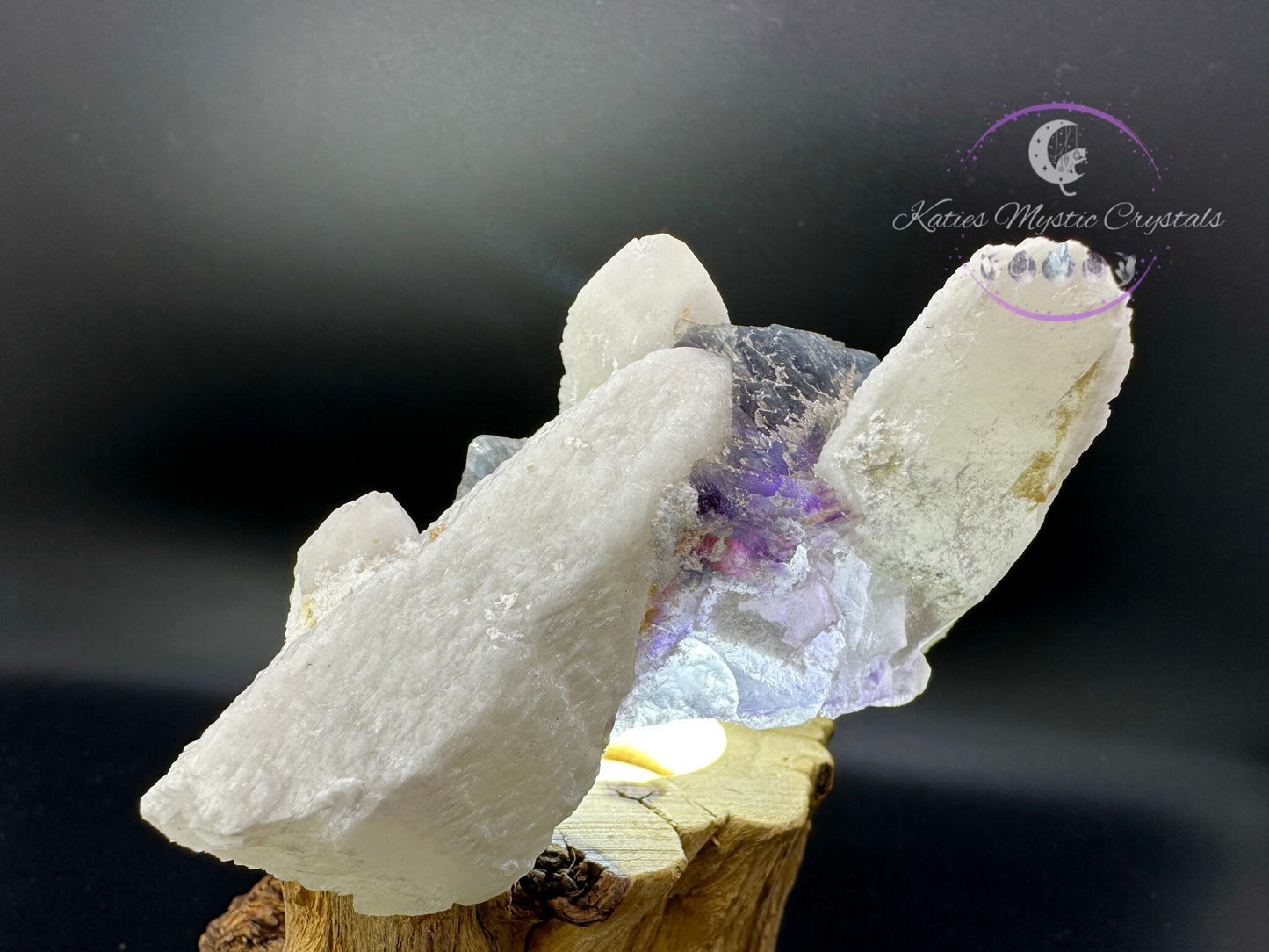 RARE Huanggang Fluorite on Candle Quartz (A) Huanggang Fluorite, Fluorite on Quartz, Candle Quartz, Healing Crystals, Crystal Gift for Her
