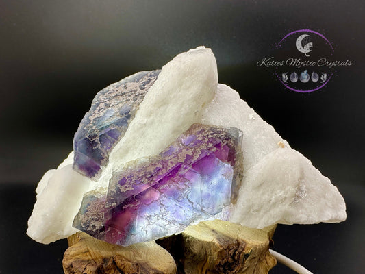 RARE Huanggang Fluorite on Candle Quartz (A) Huanggang Fluorite, Fluorite on Quartz, Candle Quartz, Healing Crystals, Crystal Gift for Her