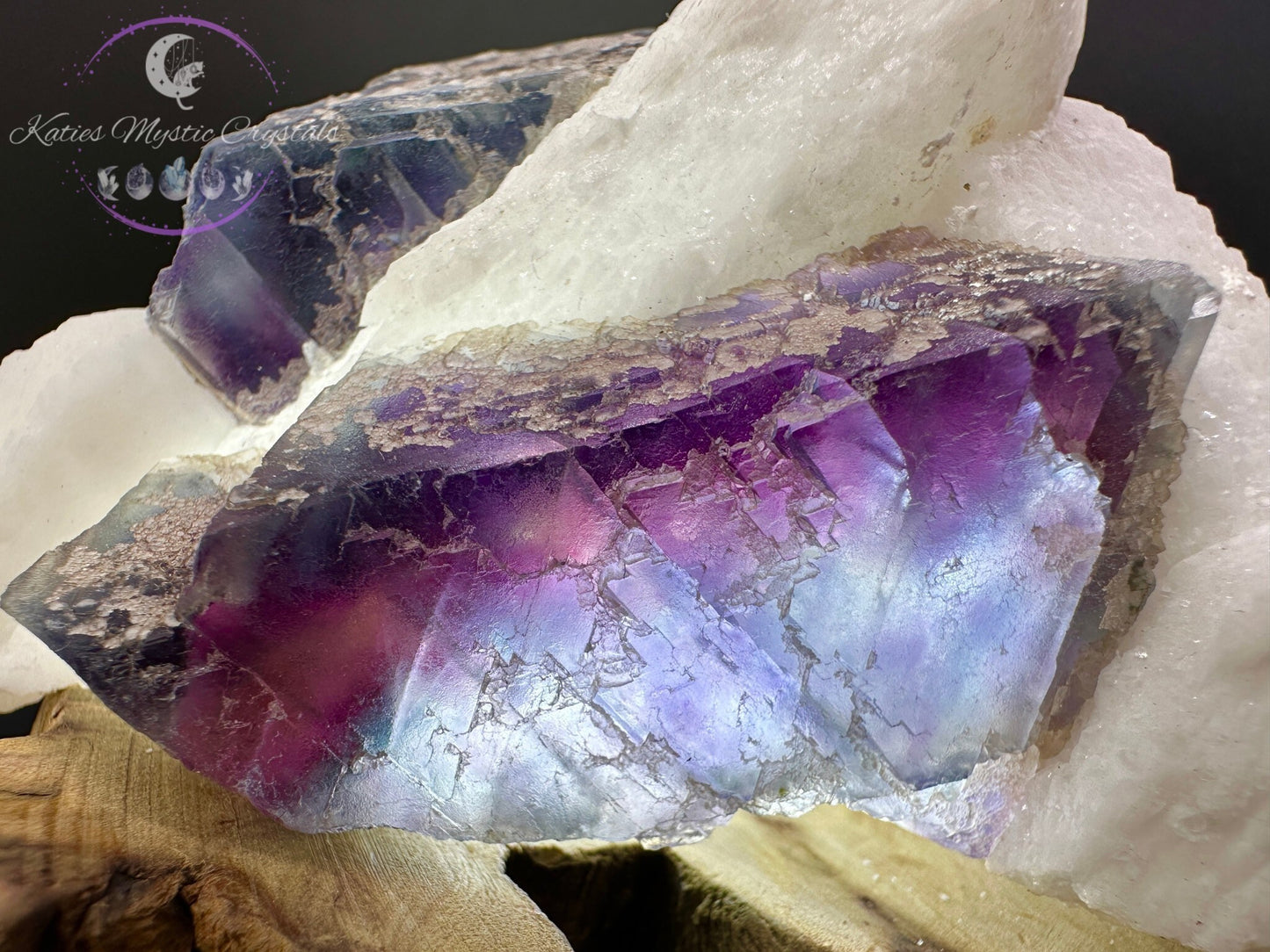 RARE Huanggang Fluorite on Candle Quartz (A) Huanggang Fluorite, Fluorite on Quartz, Candle Quartz, Healing Crystals, Crystal Gift for Her
