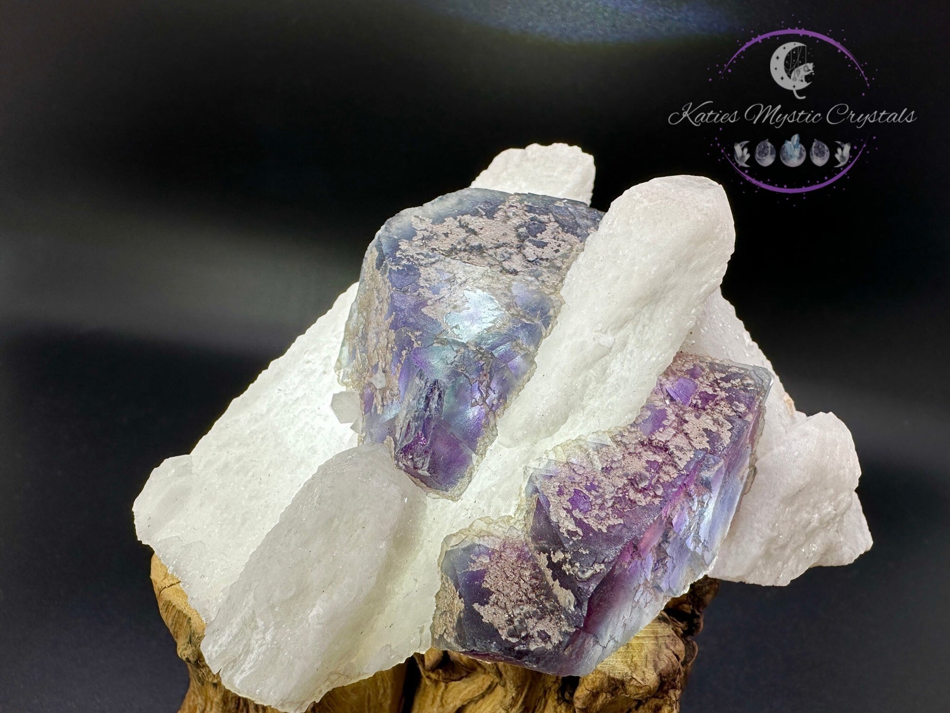 RARE Huanggang Fluorite on Candle Quartz (A) Huanggang Fluorite, Fluorite on Quartz, Candle Quartz, Healing Crystals, Crystal Gift for Her