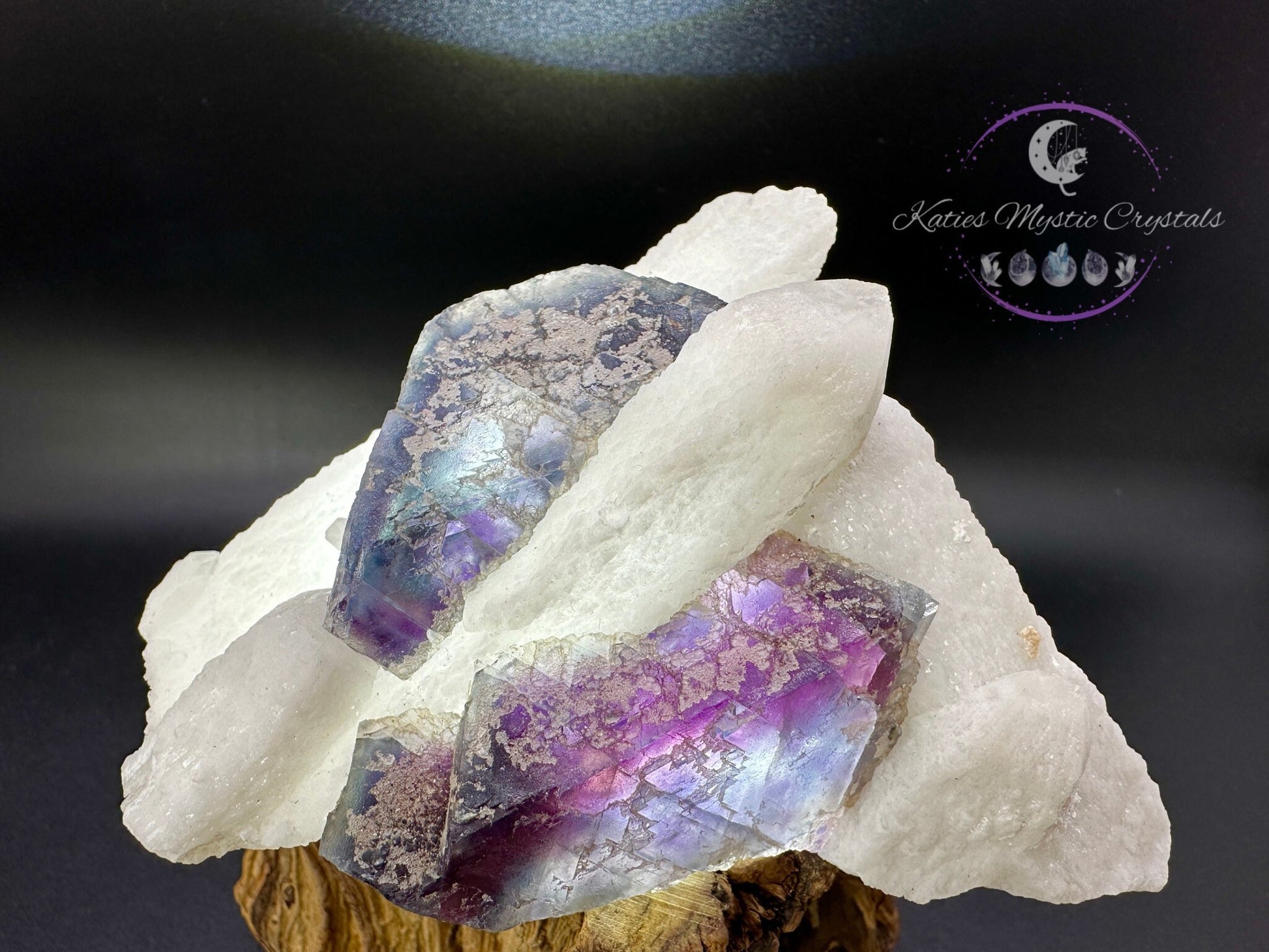 RARE Huanggang Fluorite on Candle Quartz (A) Huanggang Fluorite, Fluorite on Quartz, Candle Quartz, Healing Crystals, Crystal Gift for Her