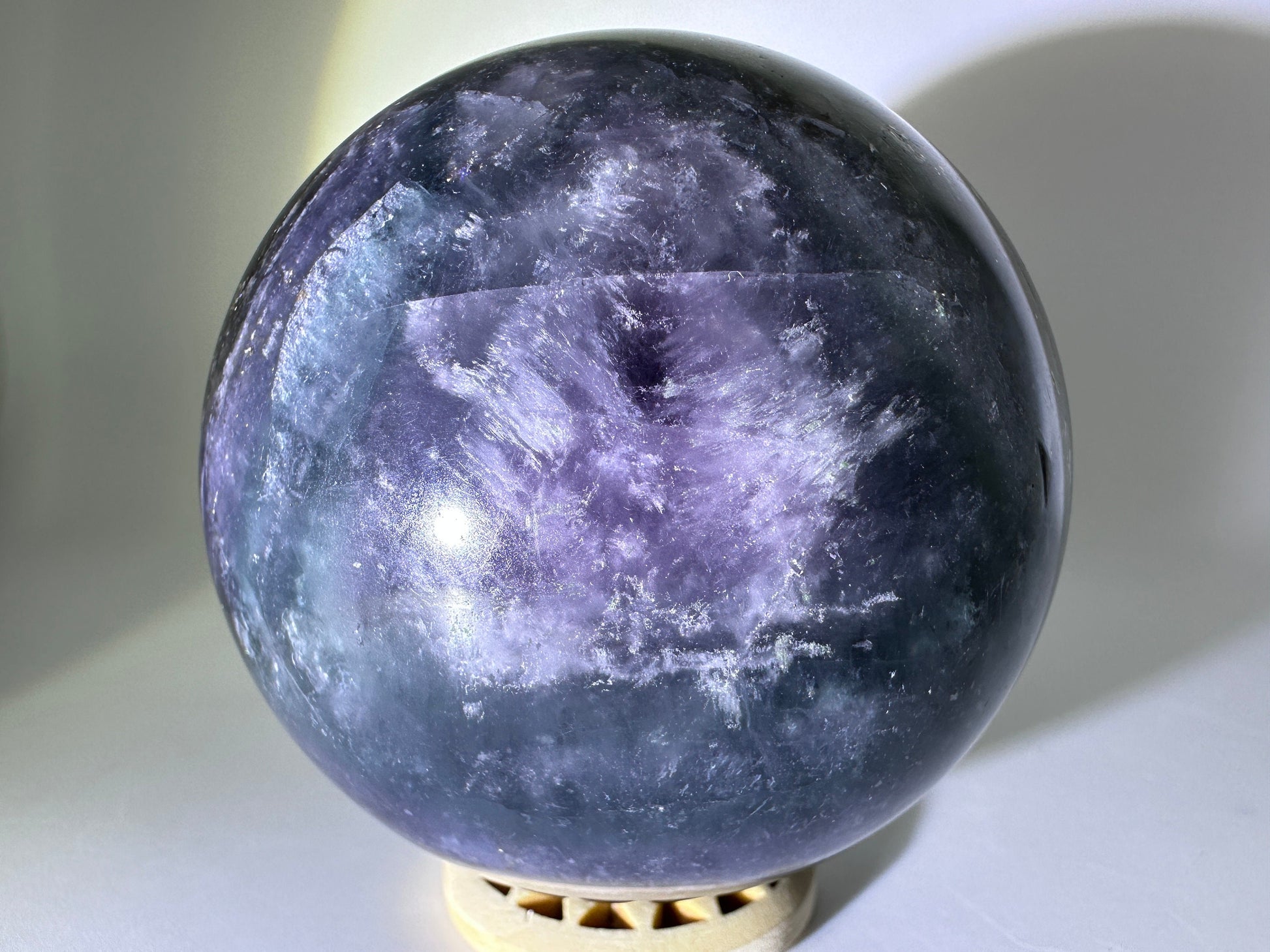 Pretty Pyrite in Fluorite Sphere 67mm (E) Pyrite in Fluorite, Fluorite with Pyrite, Fluorite Pyrite Sphere, Pyrite Sphere, Fluorite Sphere - Katie's Mystic Crystals