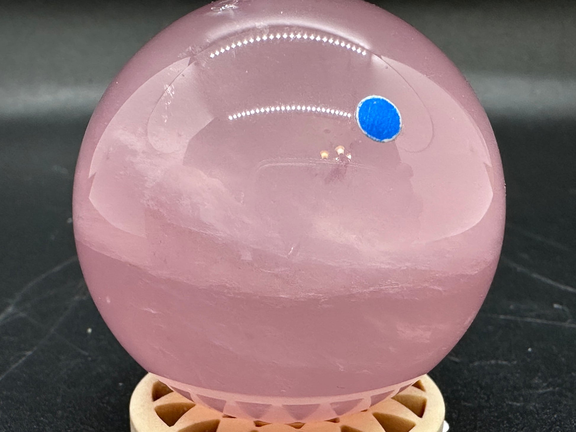 Star Rose Quartz Sphere 43.3mm (A) Top Grade 6 Star Rose Quartz, Deep Pink Rose Quartz,Star Rose Sphere, Natural Star Rose,Love Stone, Rare - Katie's Mystic Crystals
