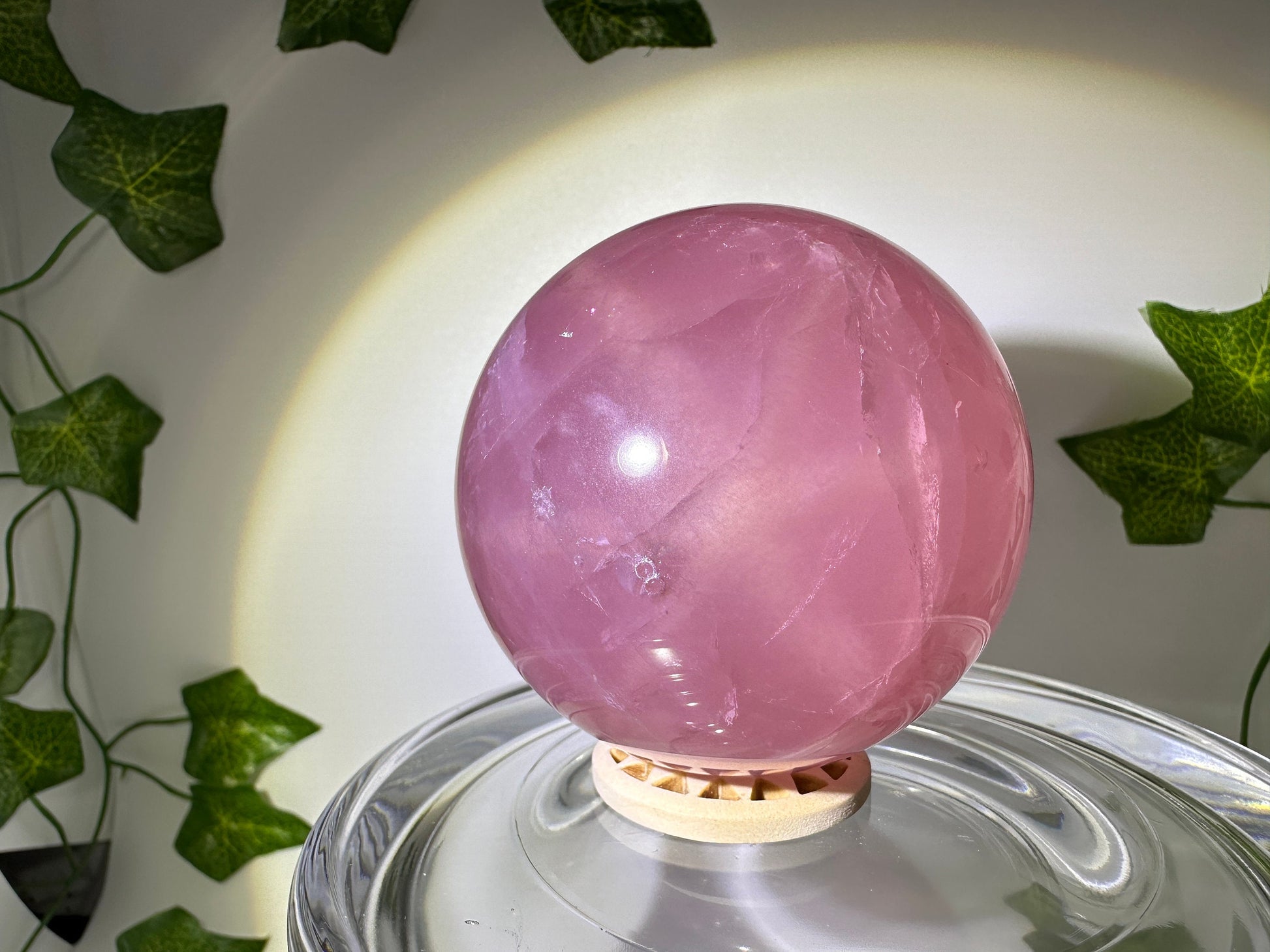 Star Rose Quartz Sphere 66.5mm (E) Top Grade 6 Star Rose Quartz, Deep Pink Rose Quartz,Star Rose Sphere, Natural Star Rose,Love Stone, Rare - Katie's Mystic Crystals