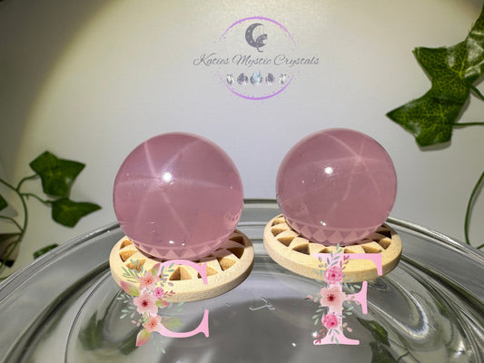 Star Rose Quartz Sphere (C&F) Top Grade 6 Star Rose Quartz, Deep Pink Rose Quartz,Star Rose Sphere, Natural Star Rose,Love Stone, Rare - Katie's Mystic Crystals