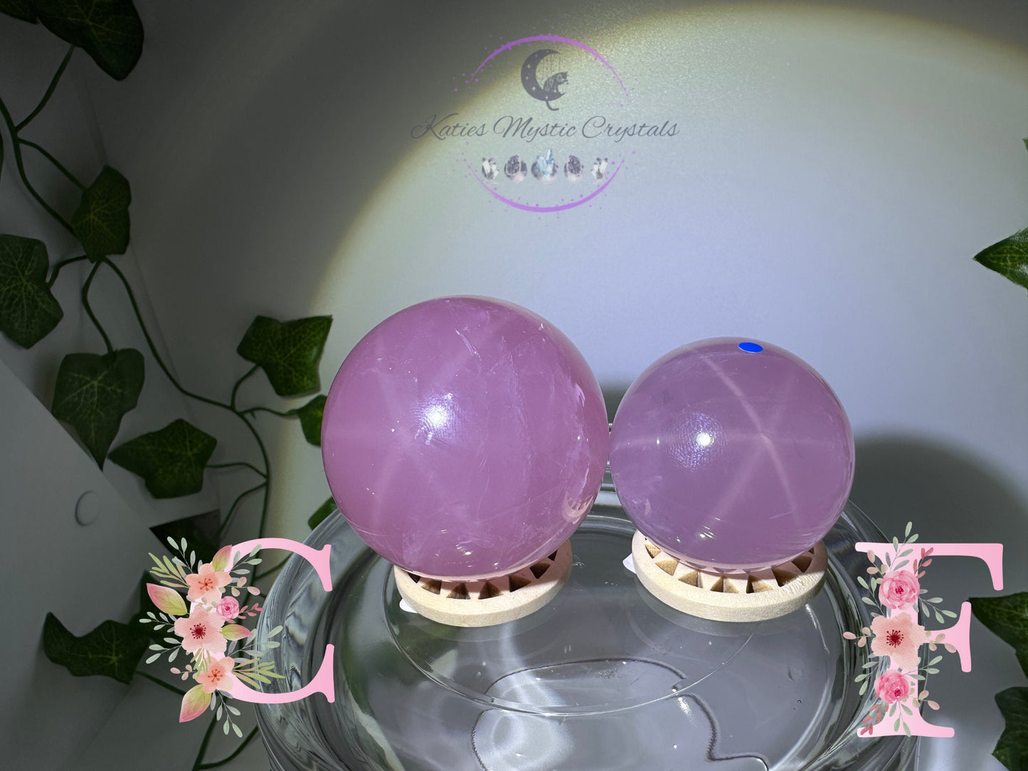 Star Rose Quartz Sphere (C&F) Top Grade 6 Star Rose Quartz, Deep Pink Rose Quartz,Star Rose Sphere, Natural Star Rose,Love Stone, Rare - Katie's Mystic Crystals