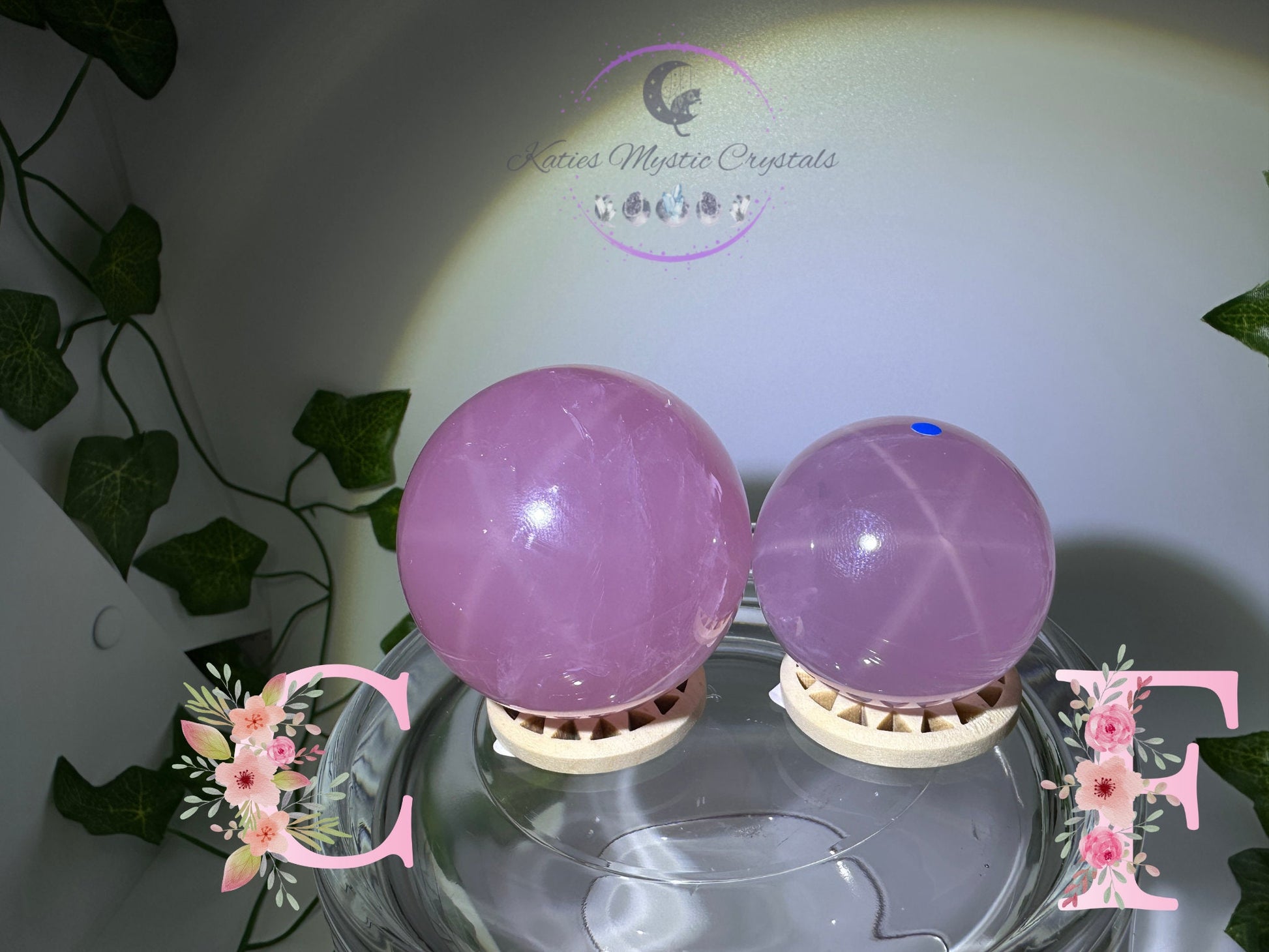 Star Rose Quartz Sphere (C&F) Top Grade 6 Star Rose Quartz, Deep Pink Rose Quartz,Star Rose Sphere, Natural Star Rose,Love Stone, Rare - Katie's Mystic Crystals