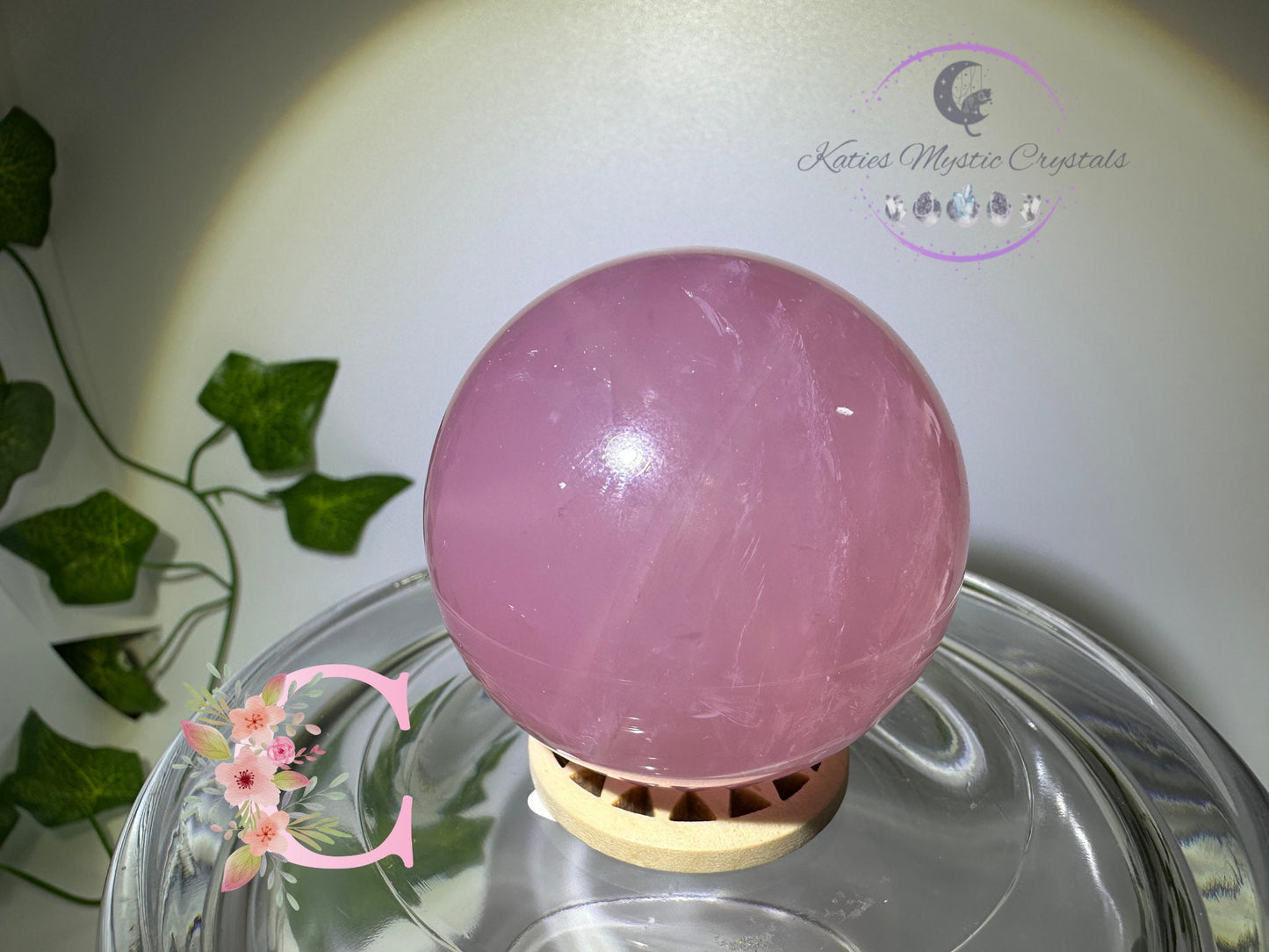 Star Rose Quartz Sphere (C&F) Top Grade 6 Star Rose Quartz, Deep Pink Rose Quartz,Star Rose Sphere, Natural Star Rose,Love Stone, Rare - Katie's Mystic Crystals