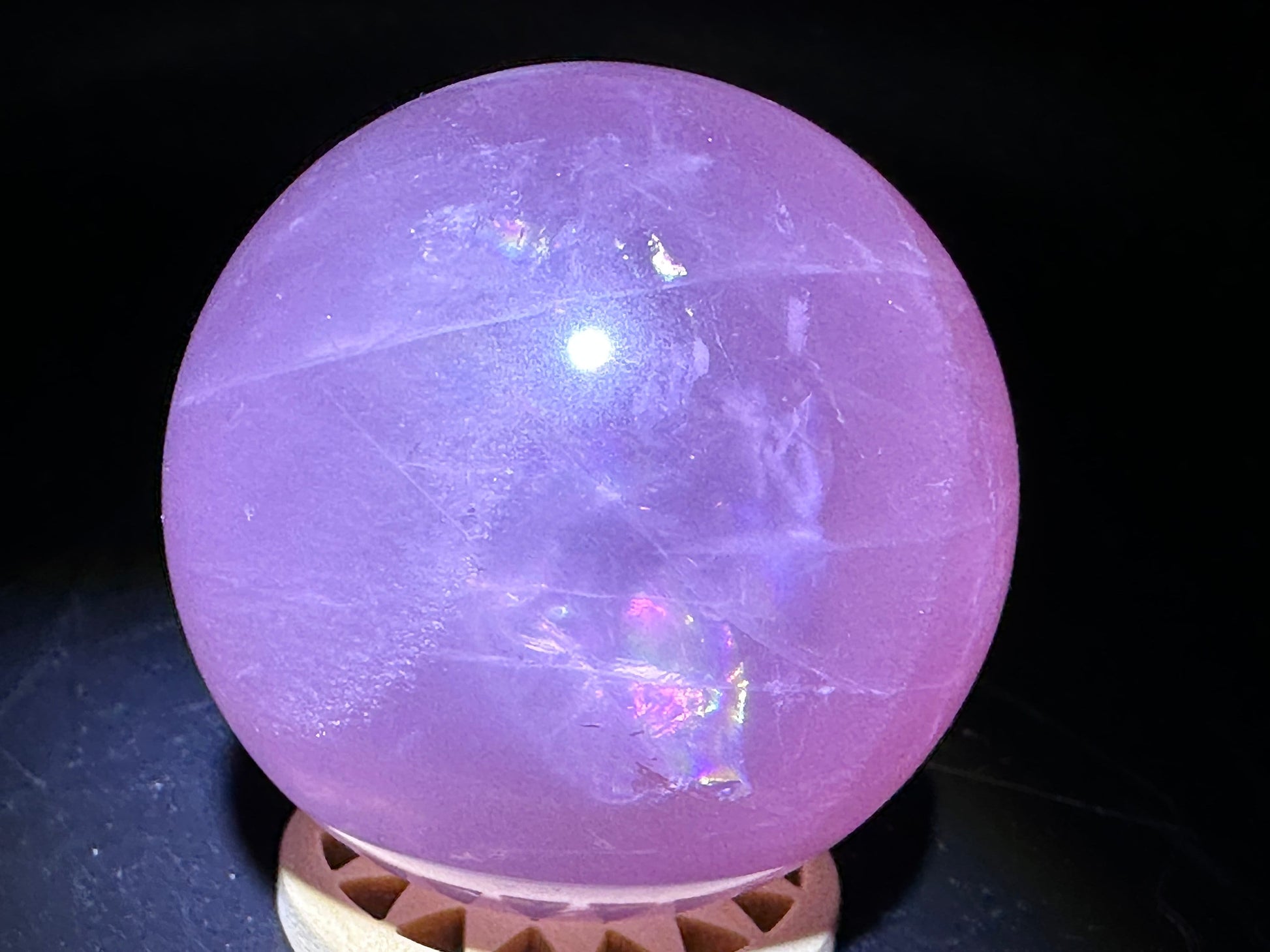 Star Rose Quartz Sphere 48.4mm (D) Top Grade 6 Star Rose Quartz, Deep Pink Rose Quartz,Star Rose Sphere, Natural Star Rose,Love Stone, Rare - Katie's Mystic Crystals