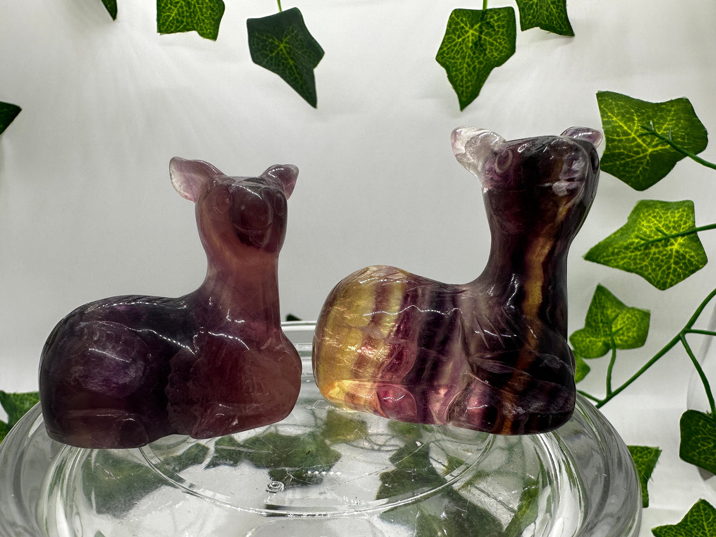2in Rainbow Fluorite Deer Family, Crystal Carving, Crystal Animals, Deer Statue, Deer Figurine, Cottagecore, Collectables, Crystal Healing