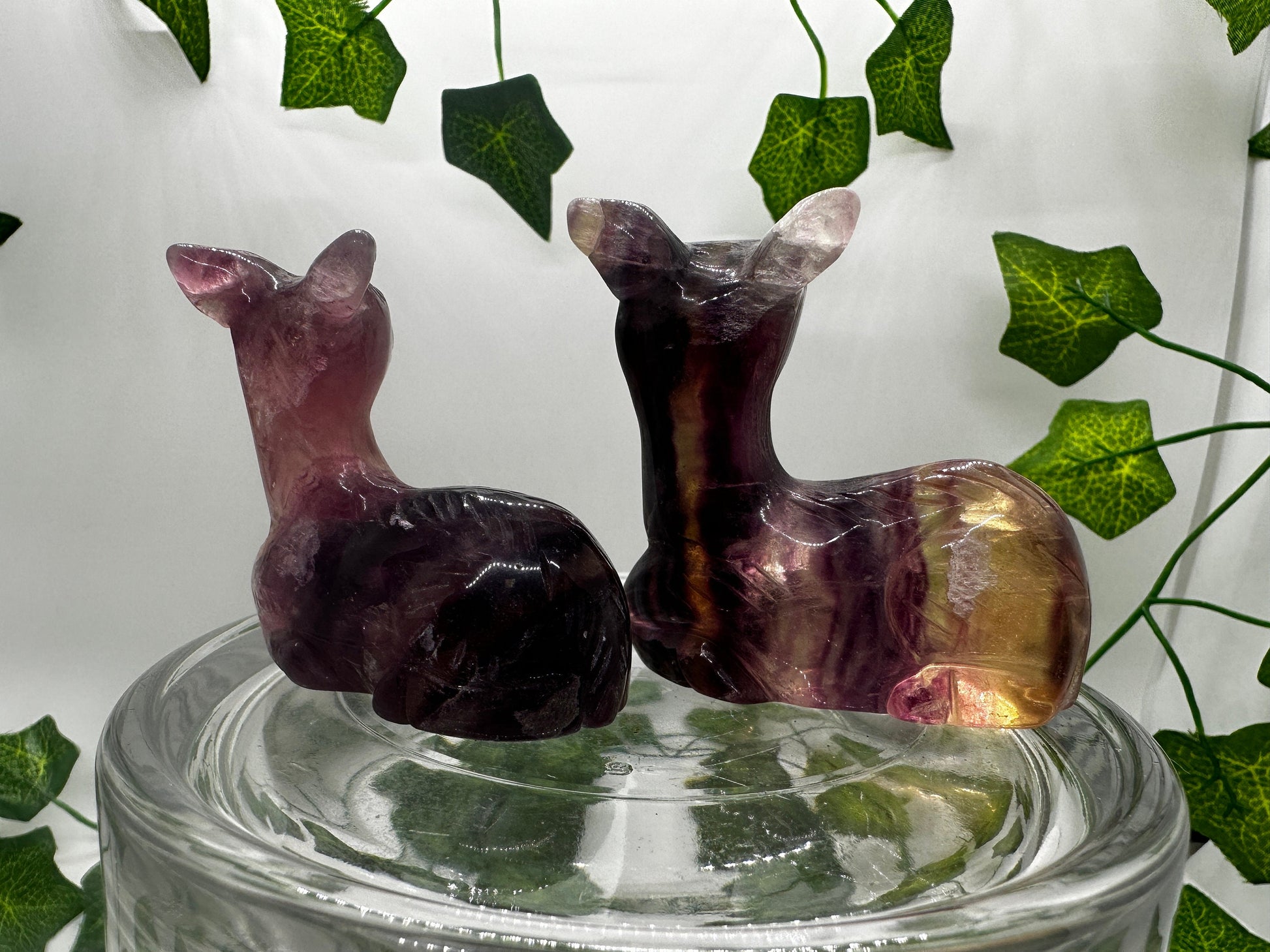 2in Rainbow Fluorite Deer Family, Crystal Carving, Crystal Animals, Deer Statue, Deer Figurine, Cottagecore, Collectables, Crystal Healing