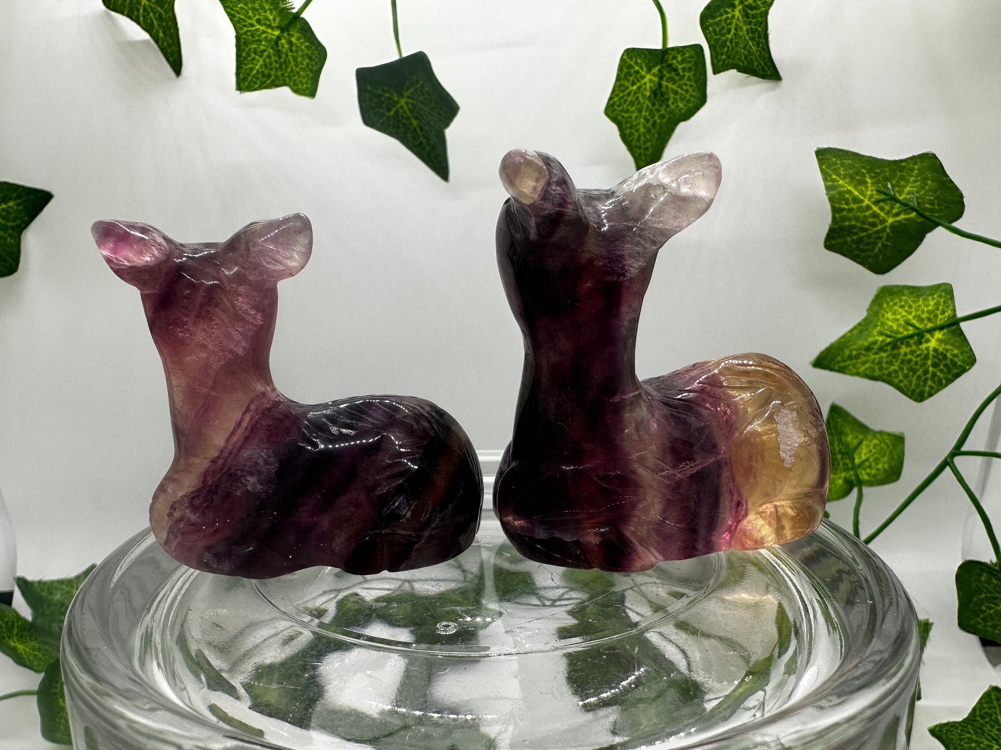 2in Rainbow Fluorite Deer Family, Crystal Carving, Crystal Animals, Deer Statue, Deer Figurine, Cottagecore, Collectables, Crystal Healing